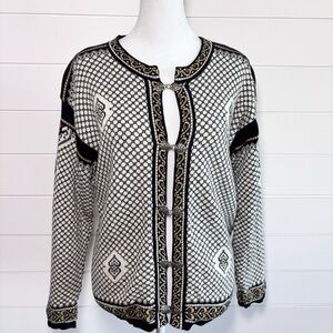 SKJAEVELAND of Norway fair isle ski cardigan sweater‎ Size S